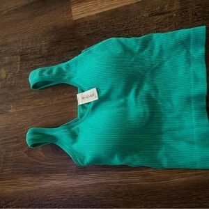 AS RAVEN Ribbed Teal Tank Top - Fitted Sleeveless Style